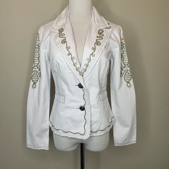 NWT Lovestitch White Embroidered Blazer Size Medium - Picture 1 of 10